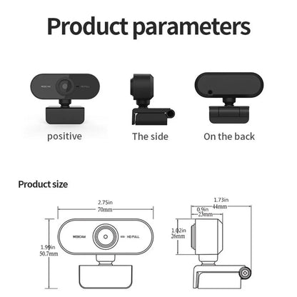 HD 4K Webcam 1080P with Built-in Mic